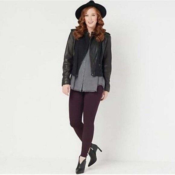 Spanx  Ankle Length Ponte Hem Slit Leggings Regular wine Size Large - Picture 1 of 9